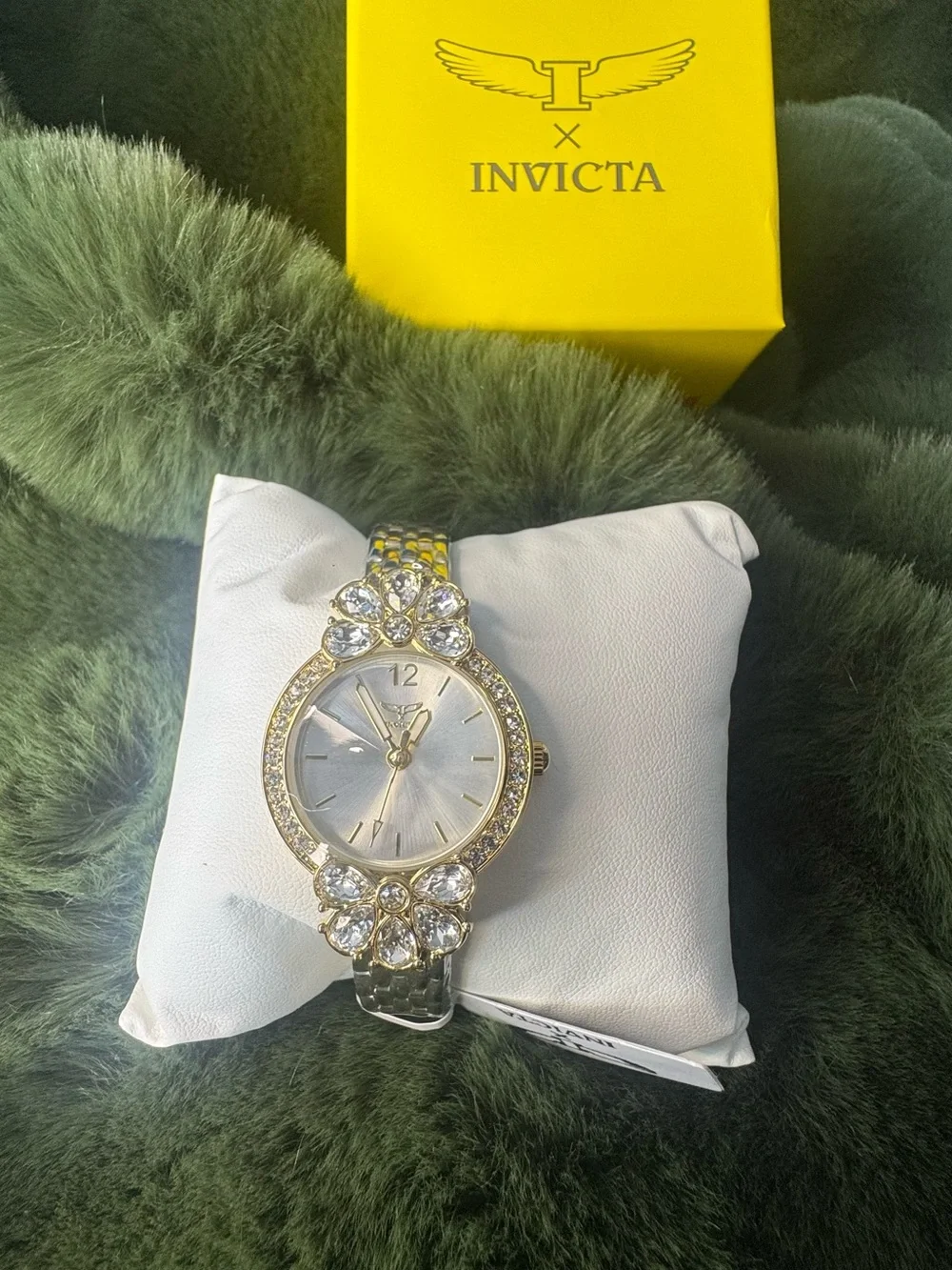 Invicta Two-Tone Gold and Silver Crystal Flower Accent Women's Watch